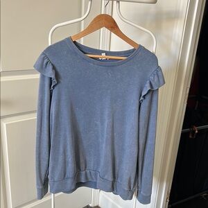 Lauren Conrad Women's Blue Ruffle Sleeve Top